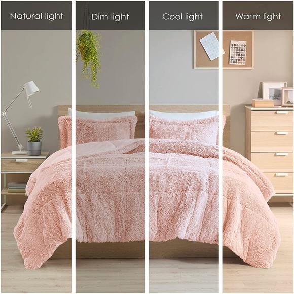 Intelligent Design Polyester Back Solid Shaggy Long Faux Comforter Set Id10-1825 - Picture 2 of 7